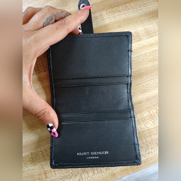 Kurt Geiger NEW Black Quilted Snap Credit Card Holder - Picture 6 of 6